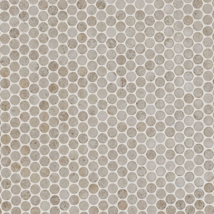 12X12 Myrtle Circle Penny Round Mosaic Marble-Look Matte Smooth Porcelain Tile Beige Brown