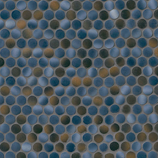 12x12 Penny Circle Penny Round Mosaic Metallic-Look Glossy Smooth Porcelain Tile