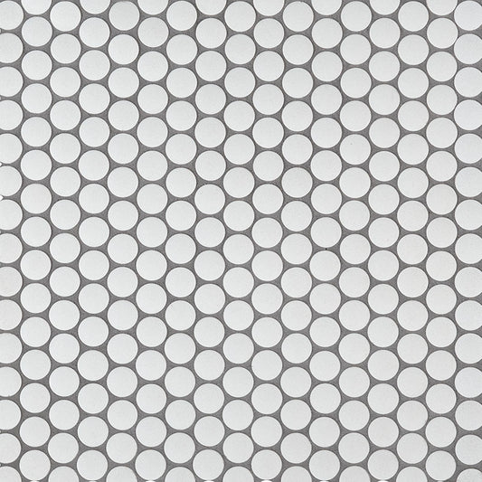 12x12 Penny Circle Penny Round Mosaic Solid-Color Matte Smooth Porcelain Tile Soft White
