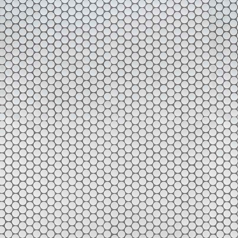 12x12 Penny Circle Penny Round Mosaic Solid-Color Matte Smooth Porcelain Tile Soft White