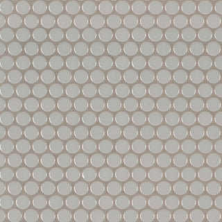 12x12 Gray Circle Penny Round Mosaic Solid-Color Glossy Smooth Porcelain Tile