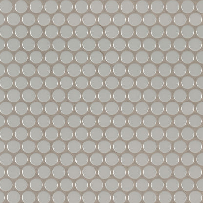 12x12 Gray Circle Penny Round Mosaic Solid-Color Glossy Smooth Porcelain Tile Light Gray