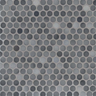 12x12 Penny Circle Penny Round Mosaic Metallic-Look Glossy Smooth Porcelain Tile