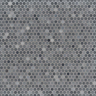 Gray Charcoal - 12x12 Penny Circle Penny Round Mosaic Metallic-Look Glossy Smooth Porcelain Tile