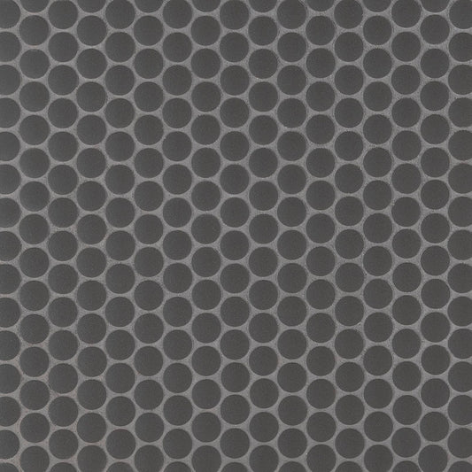 12x12 Penny Circle Penny Round Mosaic Solid-Color Matte Smooth Porcelain Tile Dark Charcoal