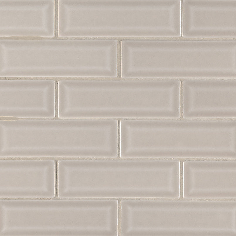 2x6 Portico Mosaic Solid-Color Glossy Smooth Ceramic Tile Cream Beige