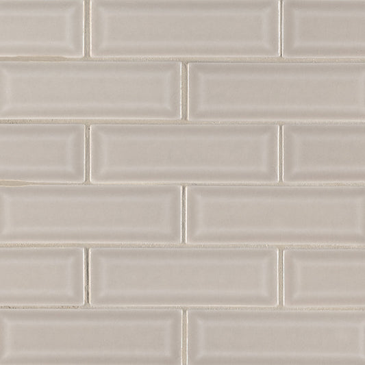 2x6 Portico Mosaic Solid-Color Glossy Smooth Ceramic Tile Cream Beige