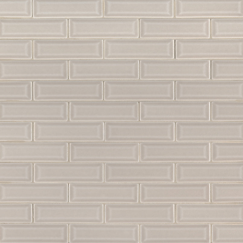 2x6 Portico Mosaic Solid-Color Glossy Smooth Ceramic Tile Cream Beige