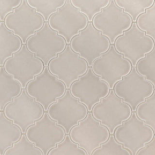 Cream Beige - 12x12 Portico Arabesque Mosaic Solid-Color Glossy Smooth Ceramic Tile