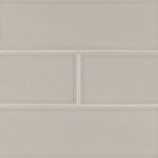 4x12 Portico Solid-Color Glossy Smooth Ceramic Tile Cream Beige