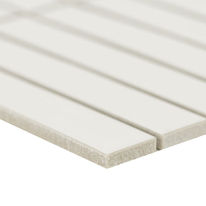 1x6 Domino Patterned Solid-Color Matte Smooth Porcelain Tile Off White