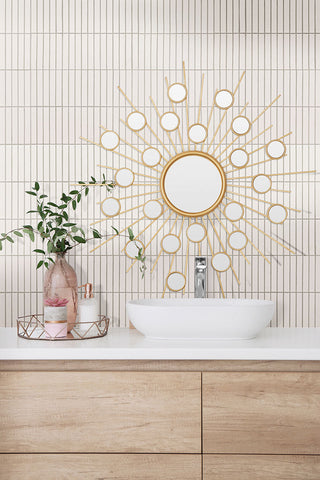 Off White - 1x6 Domino Patterned Solid-Color Matte Smooth Porcelain Tile