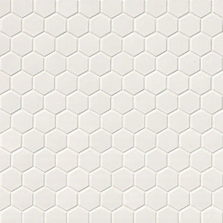 Soft White - 12x12 Gloss Hexagon Mosaic Solid-Color Glossy Smooth Porcelain Tile