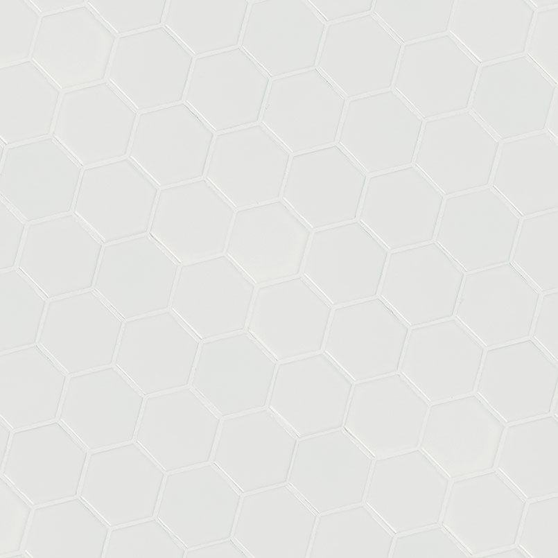 12x12 Domino Hexagon Mosaic Solid-Color Matte Smooth Porcelain Tile Pure White