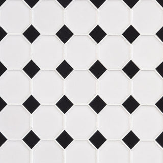 12x12 Domino Octagon Diamond Mosaic Solid-Color Glossy Smooth Porcelain Tile