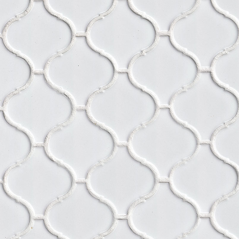 12x12 Domino Arabesque Mosaic Solid-Color Glossy Smooth Porcelain Tile Soft White
