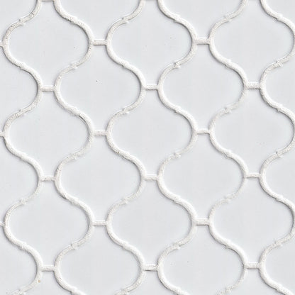 12x12 Domino Arabesque Mosaic Solid-Color Glossy Smooth Porcelain Tile Soft White