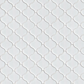 Soft White - 12x12 Domino Arabesque Mosaic Solid-Color Glossy Smooth Porcelain Tile