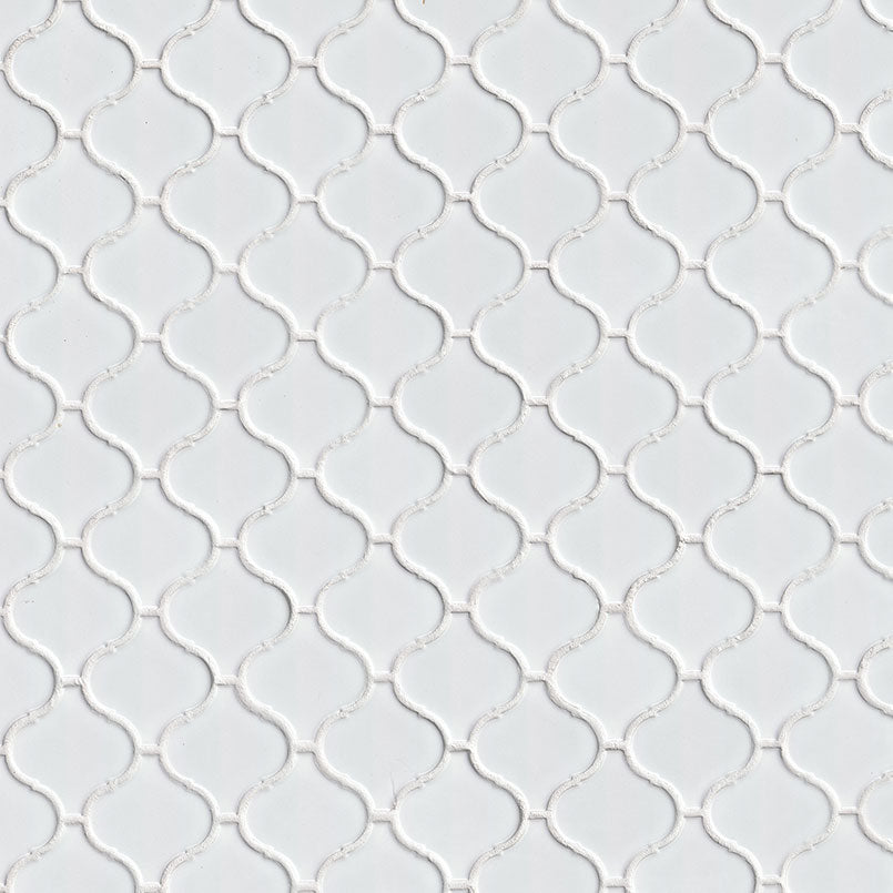 12x12 Domino Arabesque Mosaic Solid-Color Glossy Smooth Porcelain Tile Soft White
