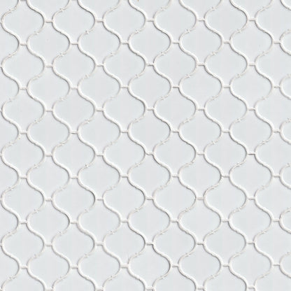 12x12 Domino Arabesque Mosaic Solid-Color Glossy Smooth Porcelain Tile Soft White