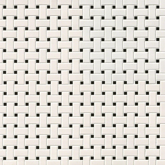 12x12 Domino Square & Rectangle Basketweave Mosaic Solid-Color Matte Smooth Porcelain Tile