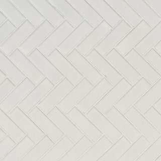 12x12 Domino Herringbone Mosaic Solid-Color Glossy Smooth Porcelain Tile