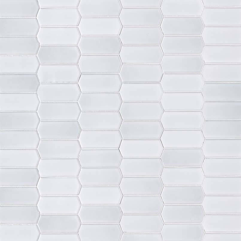 12x12 Domino Picket Mosaic Solid-Color Glossy Smooth Porcelain Tile Soft White