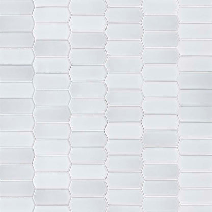 12x12 Domino Picket Mosaic Solid-Color Glossy Smooth Porcelain Tile Soft White