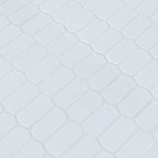 Soft White - 12x12 Domino Picket Mosaic Solid-Color Glossy Smooth Porcelain Tile