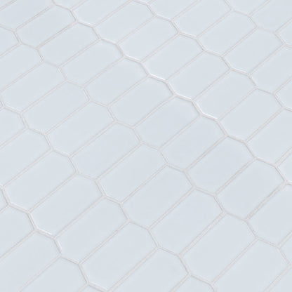 12x12 Domino Picket Mosaic Solid-Color Glossy Smooth Porcelain Tile Soft White