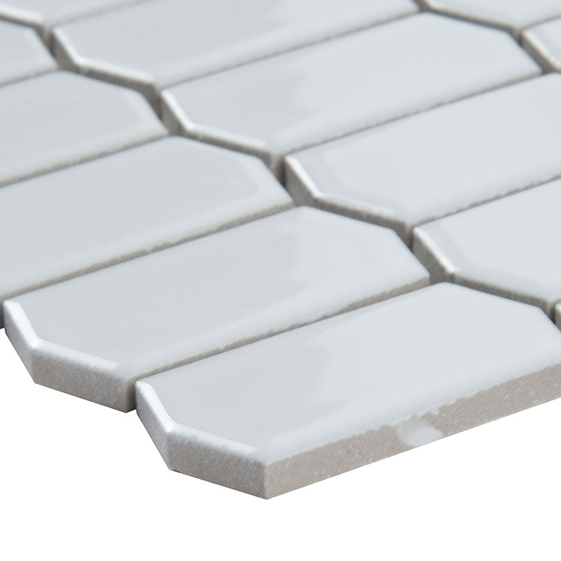 12x12 Domino Picket Mosaic Solid-Color Glossy Smooth Porcelain Tile Soft White