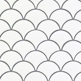 12x12 Domino Scallop Mosaic Solid-Color Glossy Smooth Porcelain Tile