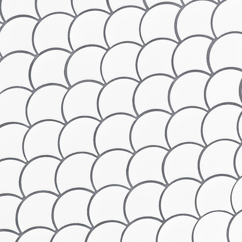 12x12 Domino Scallop Mosaic Solid-Color Glossy Smooth Porcelain Tile Bright White