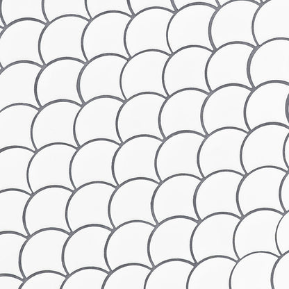 12x12 Domino Scallop Mosaic Solid-Color Glossy Smooth Porcelain Tile Bright White
