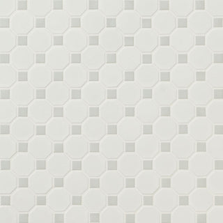 White Gray - 12x12 Gloss Octagon Diamond Mosaic Solid-Color Matte Smooth Porcelain Tile