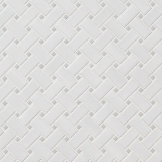 White Gray - 12x12 Gloss Basketweave Mosaic Solid-Color Matte Smooth Porcelain Tile