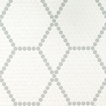 1'' Domino Hexagon Mosaic Solid-Color Matte Smooth Porcelain Tile White Gray