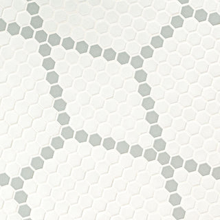White Gray - 1" Domino Hexagon Mosaic Mixed-Color Matte Smooth Porcelain Tile