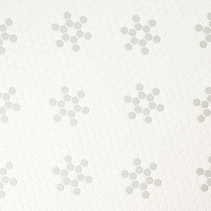 1'' White Hexagon Mosaic Solid-Color Matte Smooth Porcelain Tile White Gray