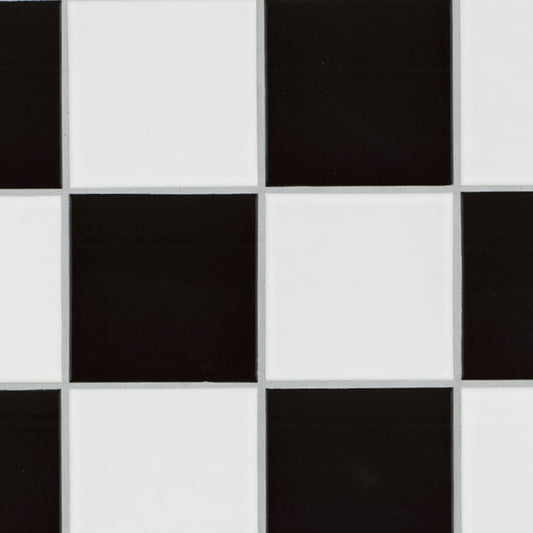 4'' Domino Solid-Color Matte Smooth Porcelain Tile White Black