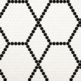 1" Domino Hexagon Solid-Color Tumbled Smooth Porcelain Tile