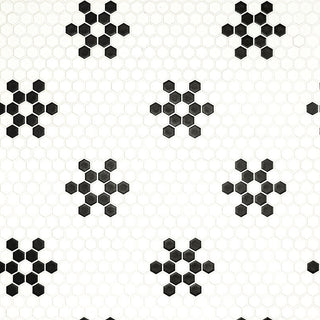 1" Domino Snow Flake Grid Hexagon Mosaic Mixed-Color Matte Smooth Porcelain Tile