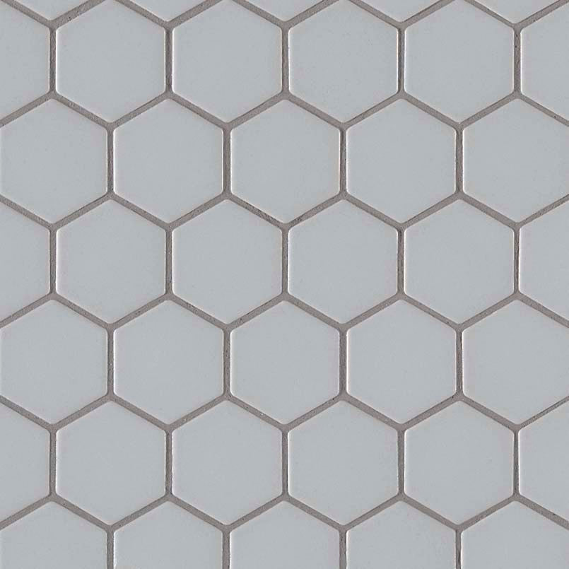 12x12 Glaze Hexagon Mosaic Solid-Color Matte Smooth Porcelain Tile Soft Gray