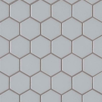 12x12 Glaze Hexagon Mosaic Solid-Color Matte Smooth Porcelain Tile Soft Gray