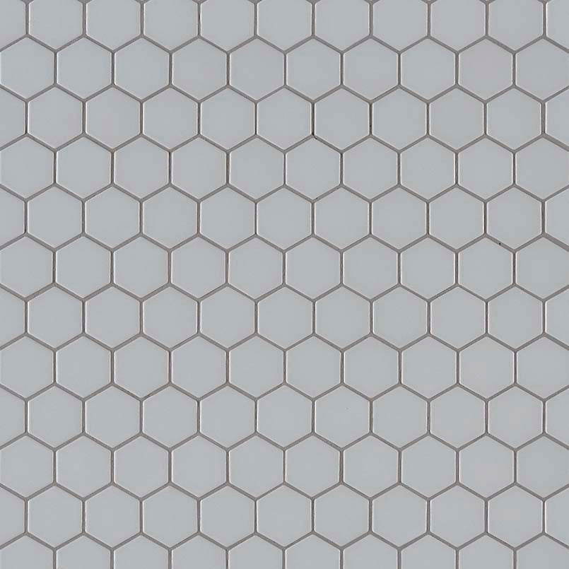 12x12 Glaze Hexagon Mosaic Solid-Color Matte Smooth Porcelain Tile Soft Gray