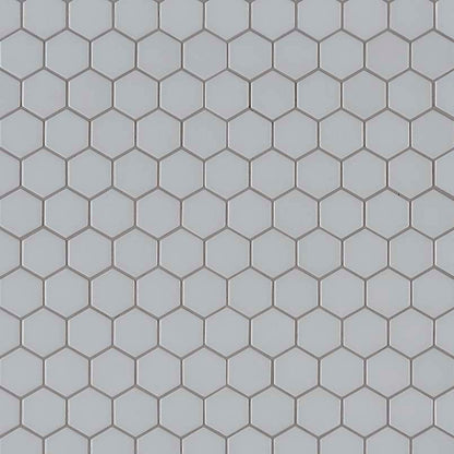 12x12 Glaze Hexagon Mosaic Solid-Color Matte Smooth Porcelain Tile Soft Gray