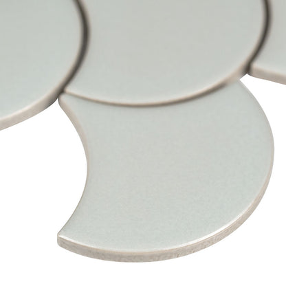 12x12 Glaze Scallop Mosaic Solid-Color Glossy Smooth Porcelain Tile Soft Gray