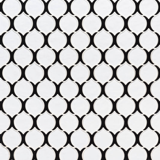 12x12 Teardrop Arabesque Mosaic Natural-Look Glossy Smooth Porcelain Tile