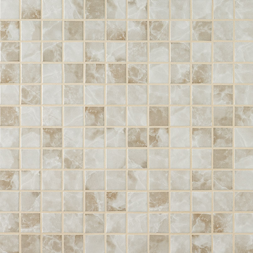 2x2 Terra Mosaic Marble-Look Matte Smooth Porcelain Tile White Beige
