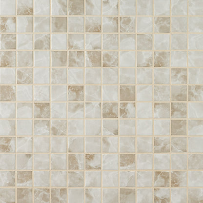 2x2 Terra Mosaic Marble-Look Matte Smooth Porcelain Tile White Beige